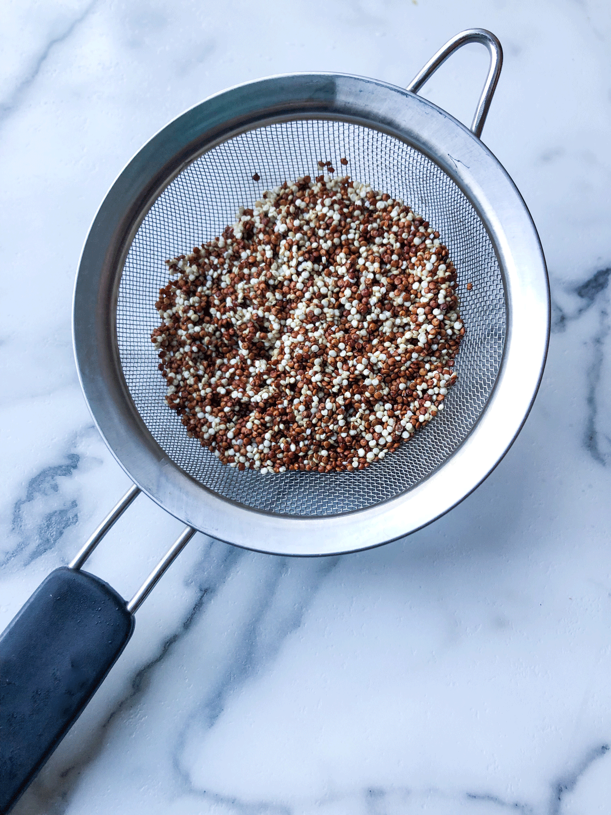 Quinoa in mesh strainer