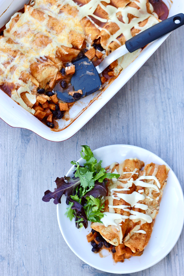 Black bean sweet potato enchiladas