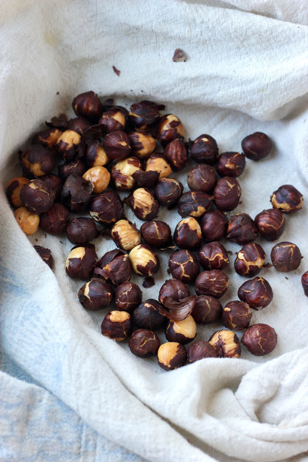 Roasted Hazelnuts in towel