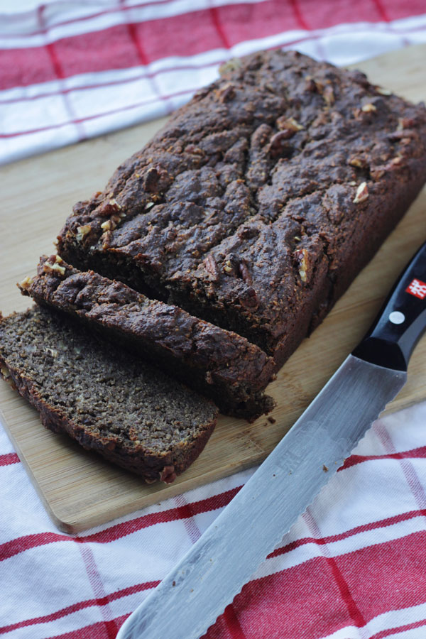 Buckwheat Banana Bread on cutting board