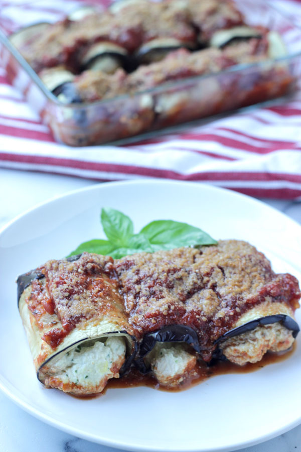 Eggplant Rollatini on White Plate