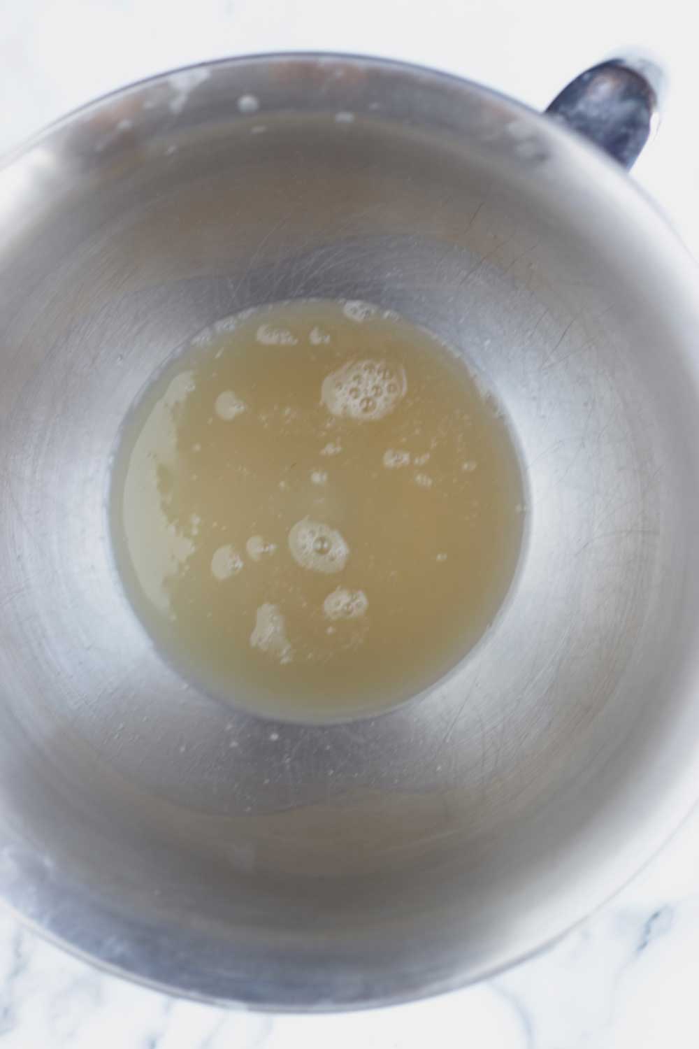 Aquafaba in mixing bowl