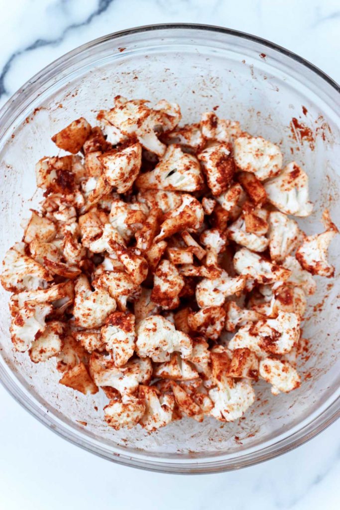 Cauliflower with spices in a bowl