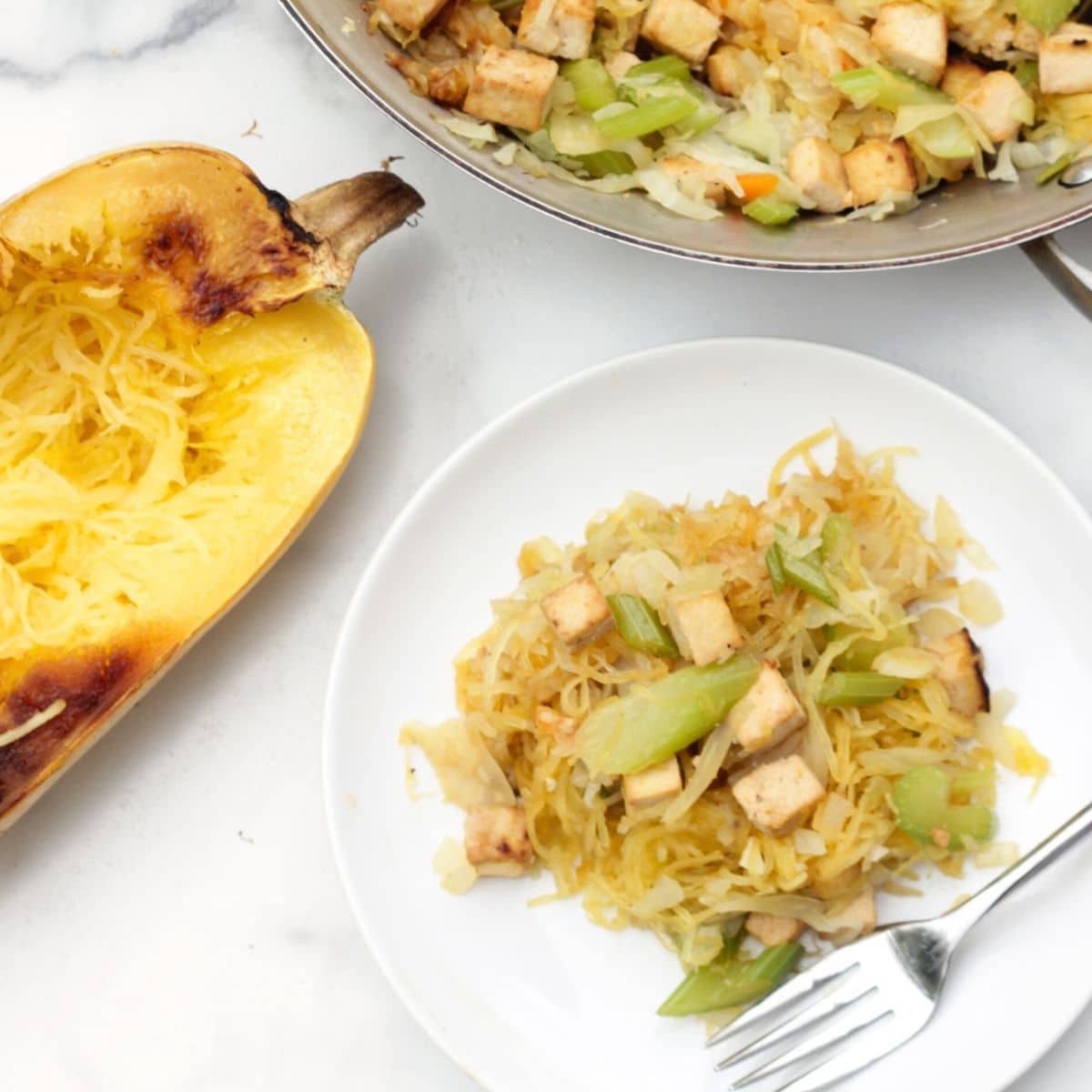 Vegan Tofu Chow Mein with Spaghetti Squash