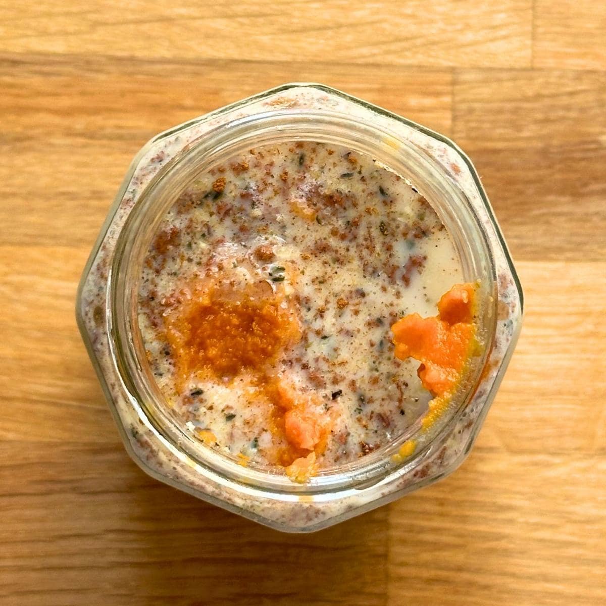 Ingredients for overnight oats in a jar.