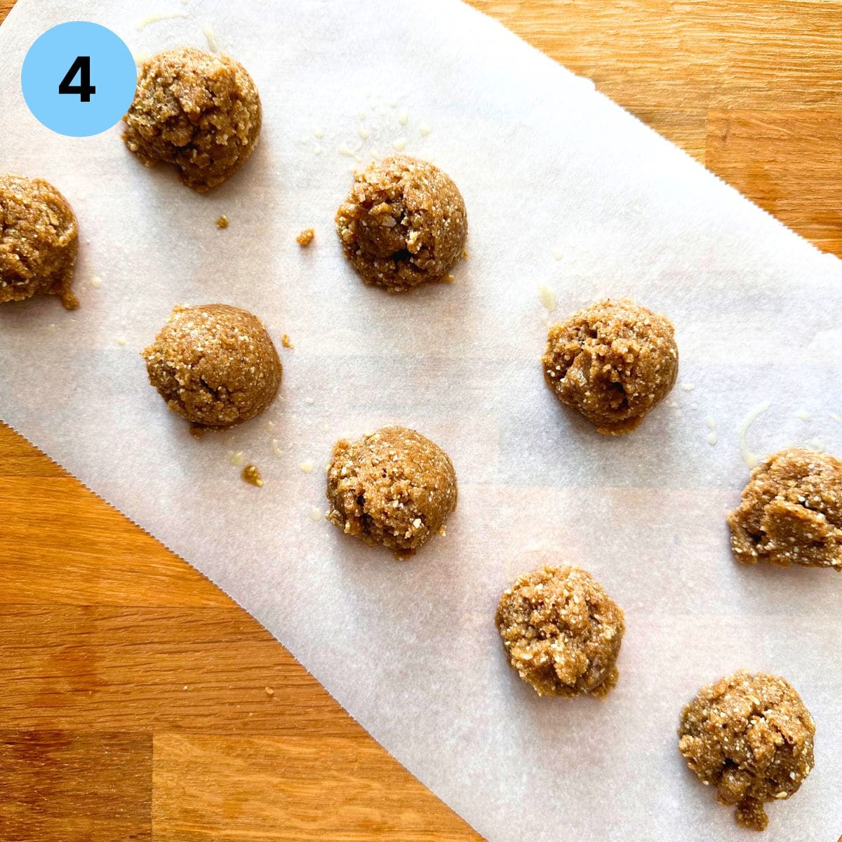 Coconut date mixture portioned into tablespoon sized pieces.