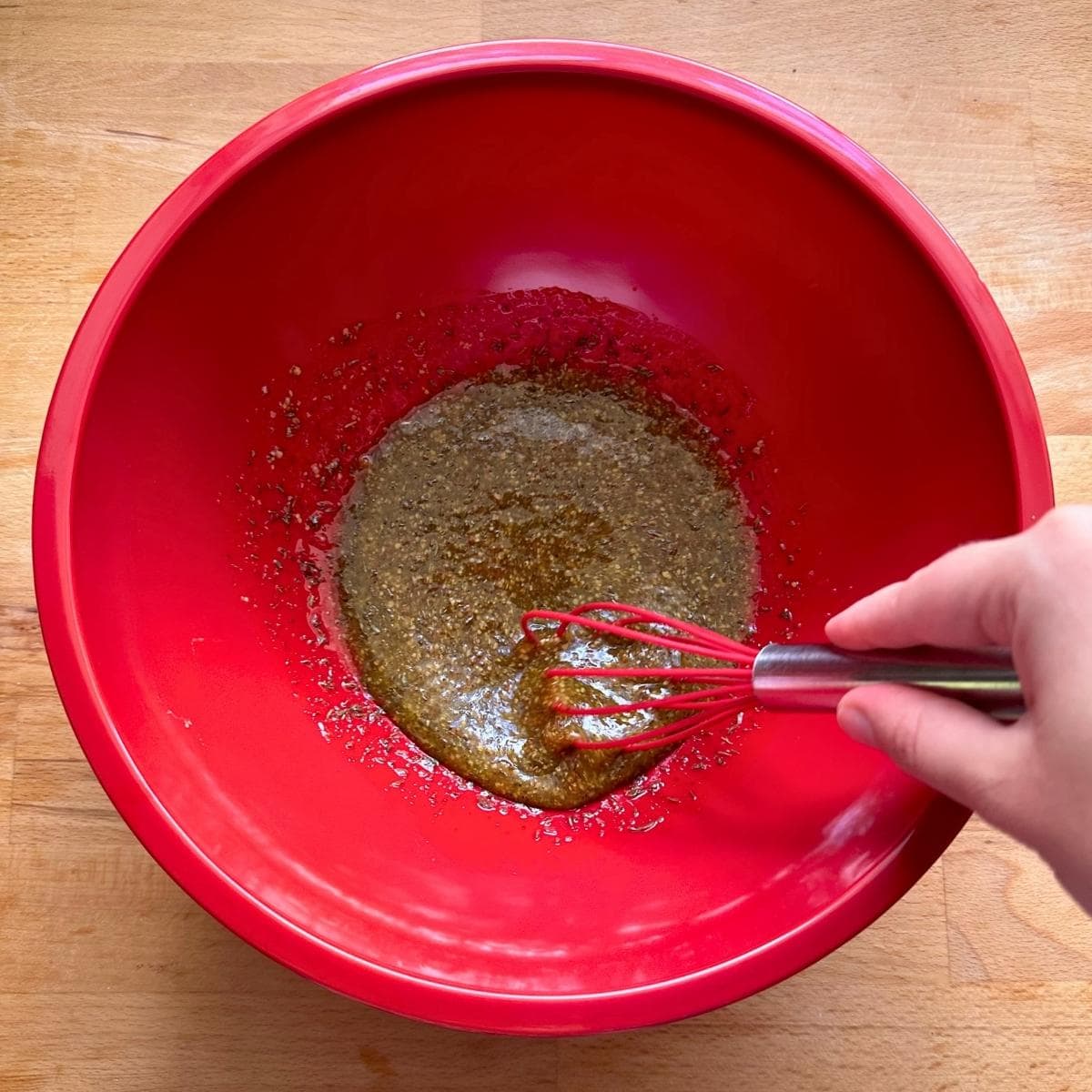 Mix maple Dijon glaze in a large bowl.